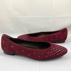 AGL Grommet Suede Leather Slip On Flats Shoes